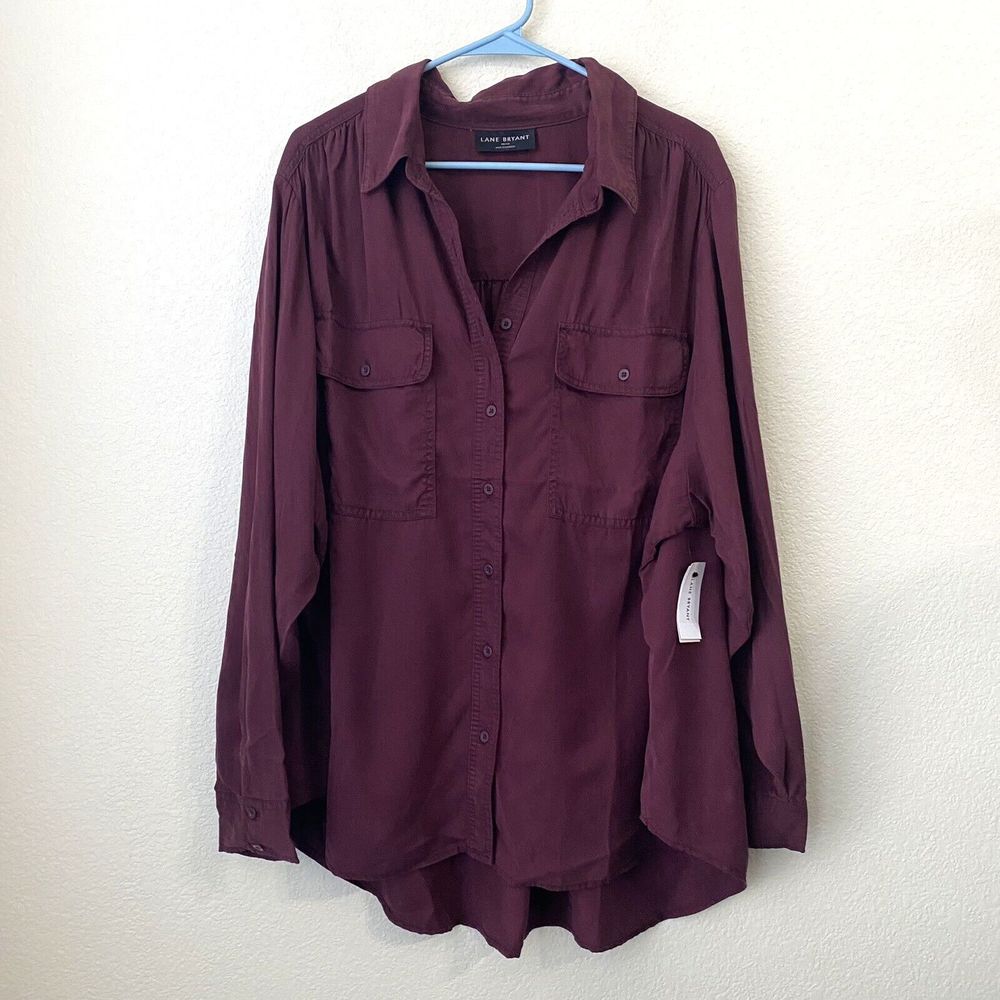 Lane Bryant Blouse Top Womens Size 30/32 Maroon New
